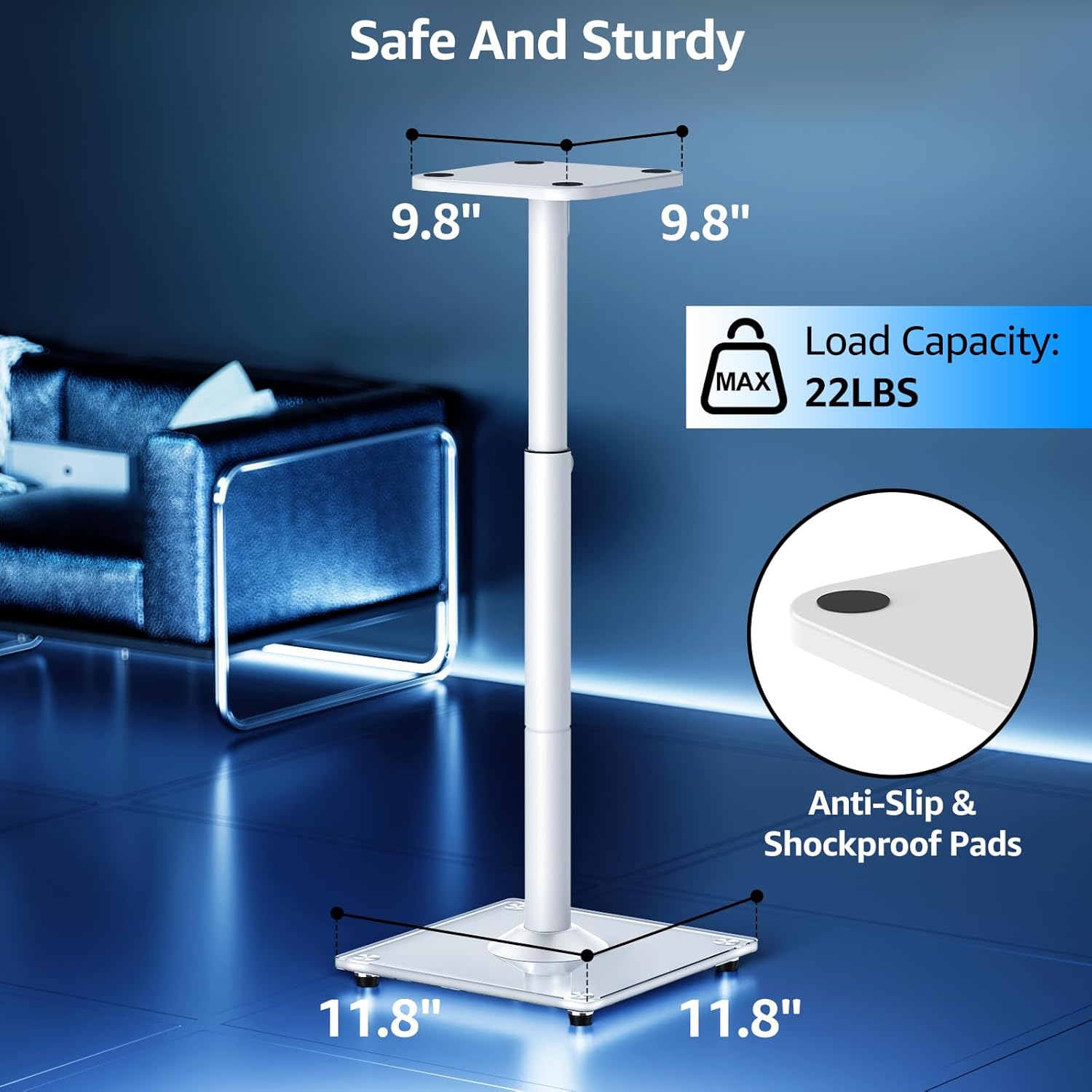MOUNTUP Universal 28.3" to 37.4" Height Adjustable Floor Speaker Stands MU9132W-L