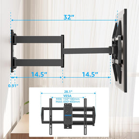 Full Motion Long Arm Corner TV Wall Mount For 32"-75" TVs MU0076