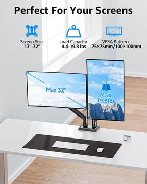 Freelift Dual Monitor Desk Mount for 13'' to 32'' Monitors MU8014B