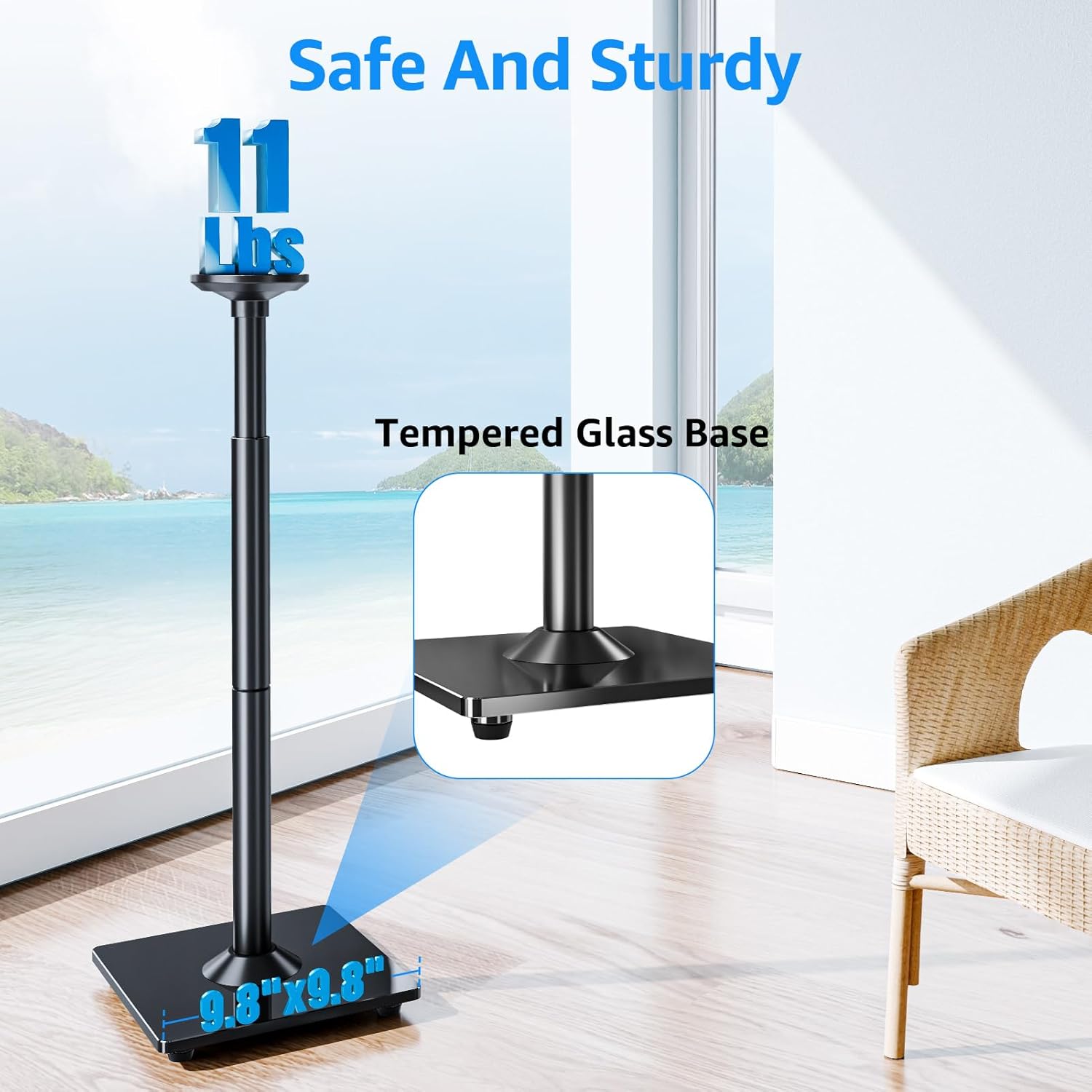MOUNTUP Universal Adjustable Height Speaker Stand MU9146