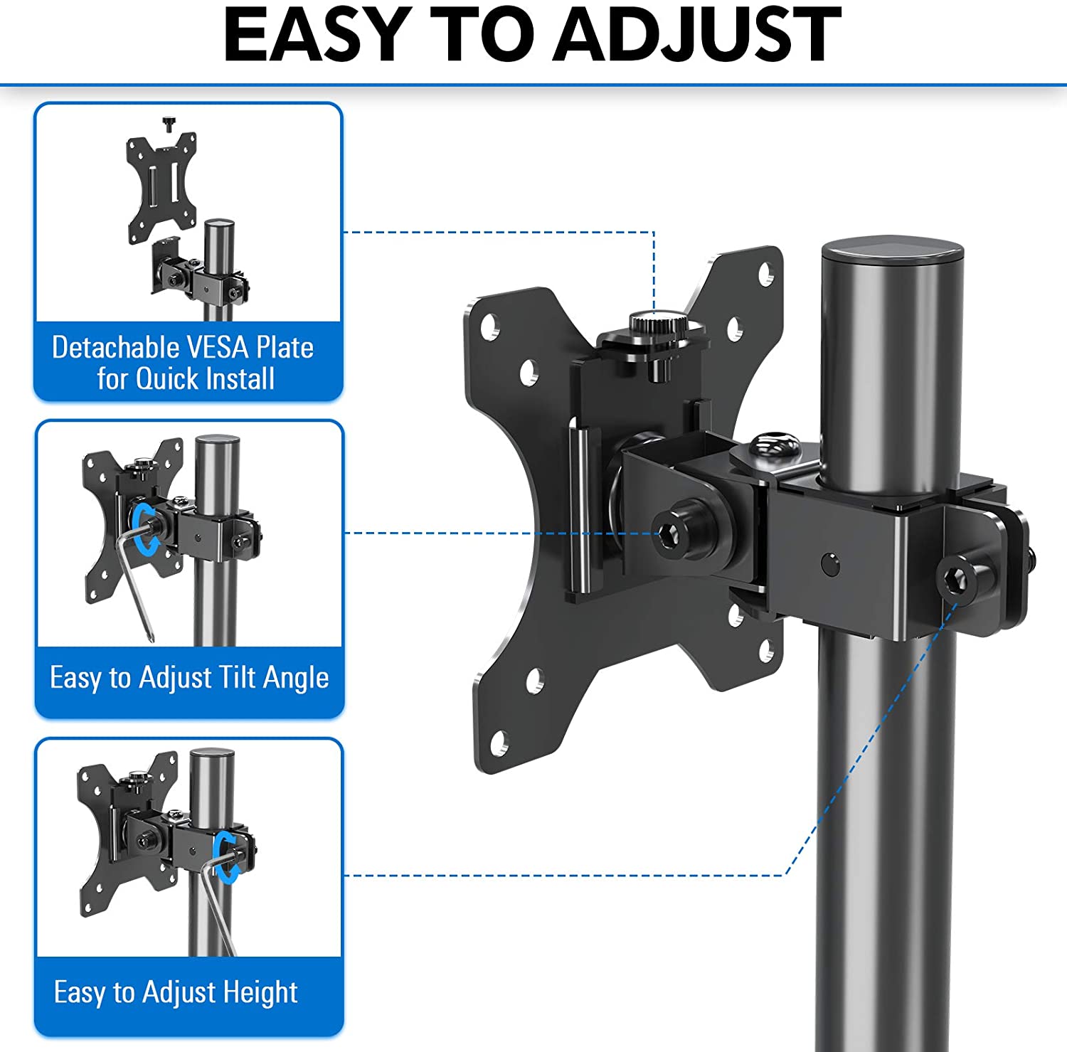 easy to adjust the height and the tilting angle