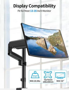 Single Monitor Desk Mount for 13''-35'' Monitors MU6005