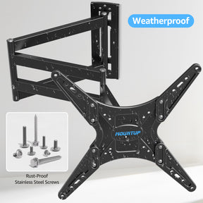 MOUNTUP Outdoor Long Arm TV Wall Mount for 26-65" TVs, Waterproof & Rustproof Outside Full Motion Bracket with Stainless Steel Screws, 37.4'' Long Extension Corner TV Mount Hold 77 lbs, VESA 400x400mm
