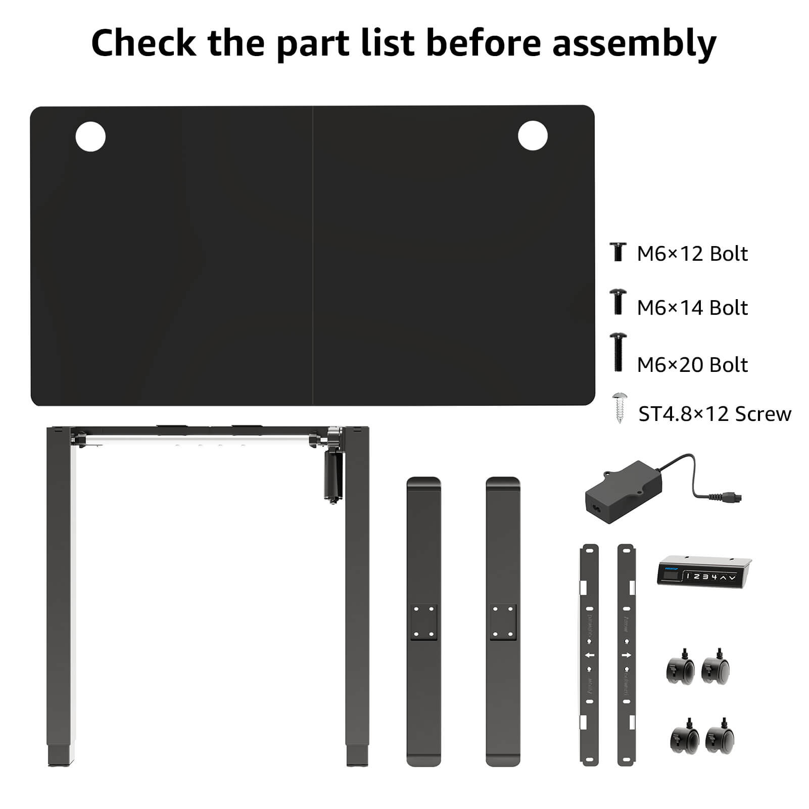 Electric Height Adjustable Standing Desk - Black