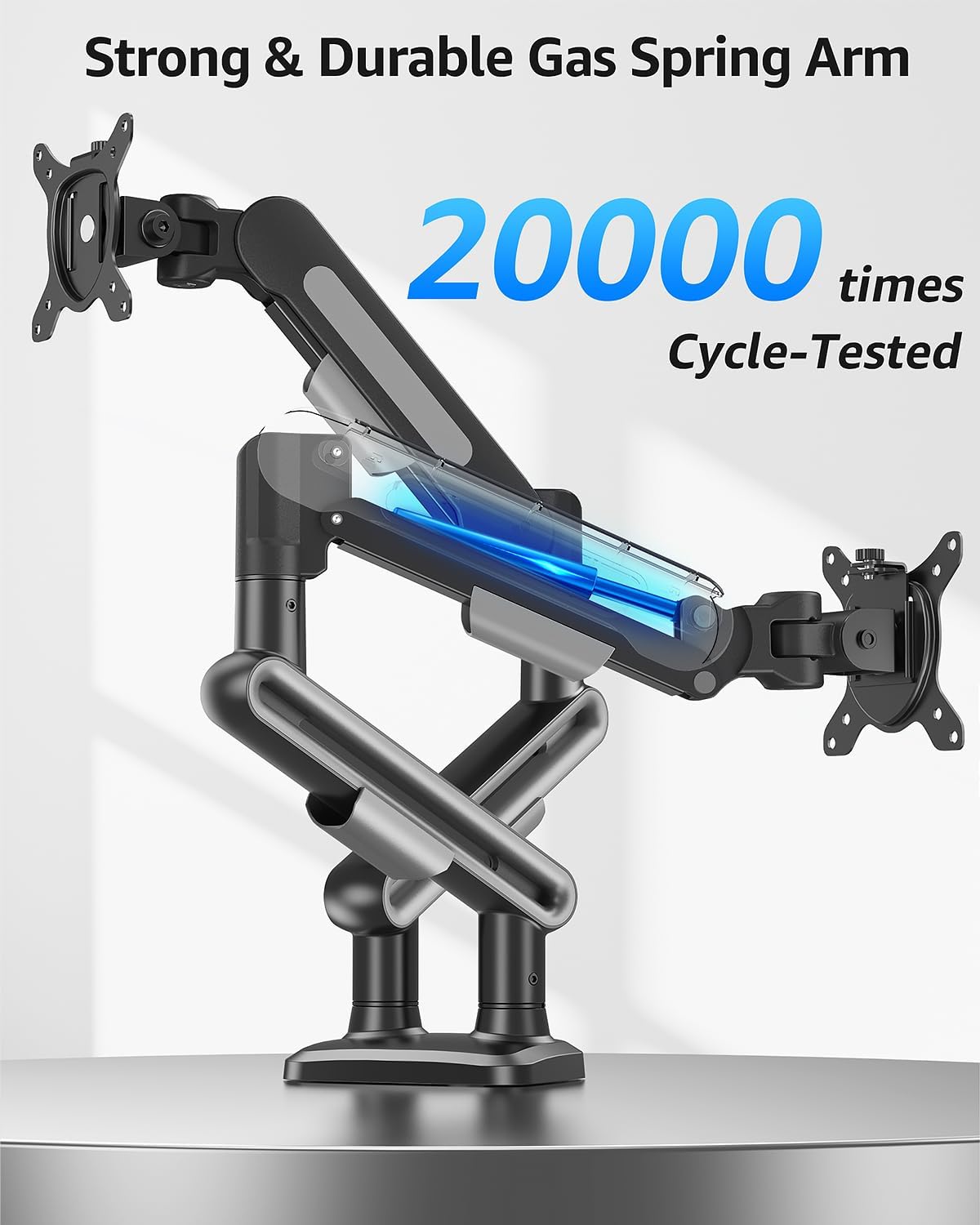 MOUNTUP Dual Monitor Mount Holds for 4.4-26.5lbs, Full-motion Monitors Stand Max 39 inch, Gas Spring Monitor Stand for 2 Monitor, Height Adjustable Monitors Desk Mount with C-Clamp＆Grommet Base