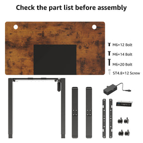 Electric Height Adjustable Standing Desk - Black & Rustic Brown