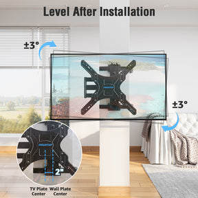 MOUNTUP Pillar TV Mount for 26"-60" TVs, Full Motion Strap-On Post Mount for Round & Square Columns, Swivel Tilt Level, No-Drill Design, Max VESA 400x400mm, Holds 77 lbs, Black MU0084