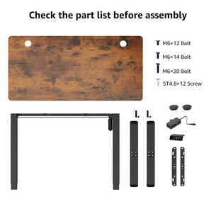 Height Adjustable Electric Standing Desk - Rustic Brown