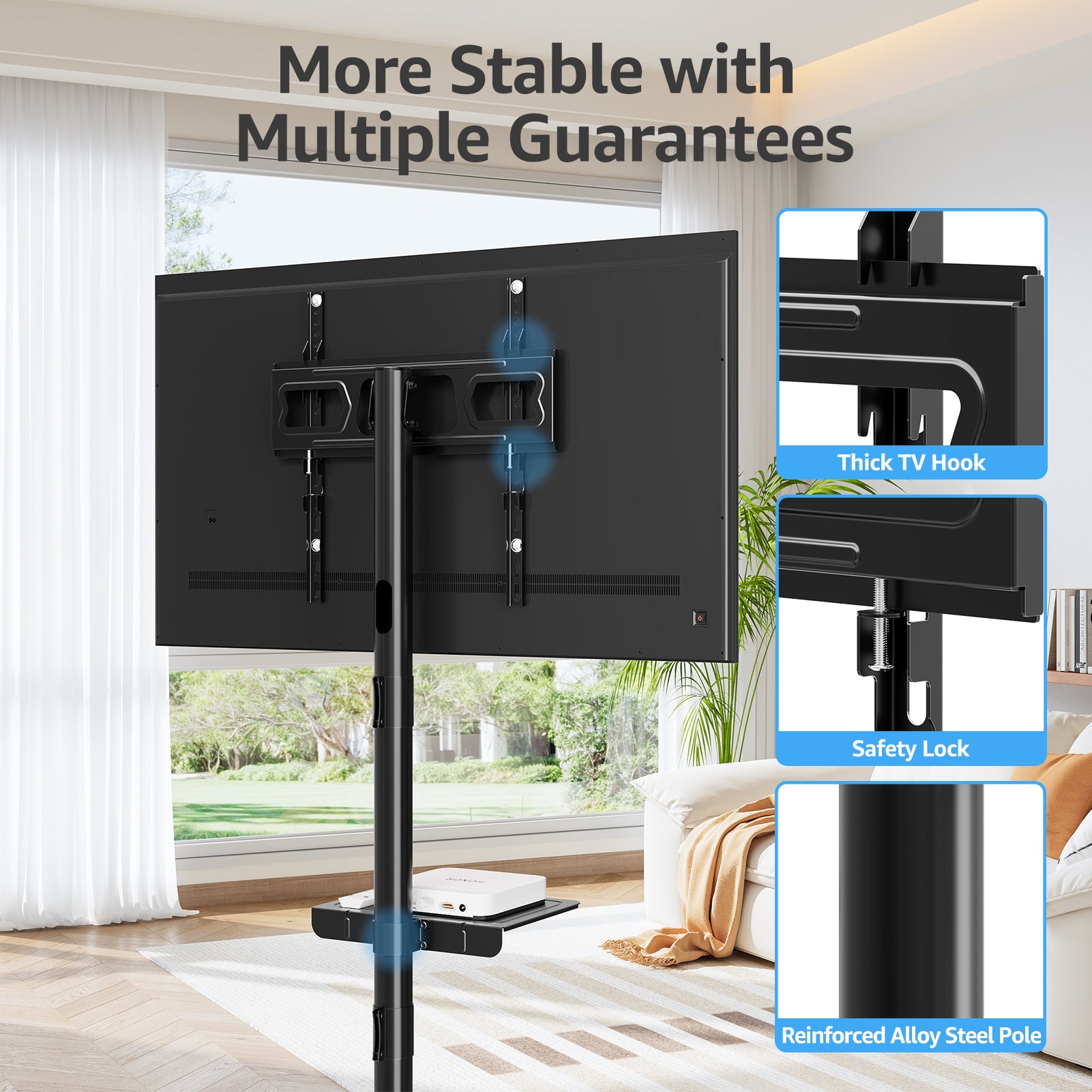 MOUNTUP Rolling TV Stand Mobile TV Cart for 23-60” TVs, Portable TV Floor Stand with Wheels for 27 32 43 50 55 inch Flat/Curved TVs, Height Adjustable, Tilting Mount, Max VESA 400x400mm, MU1117