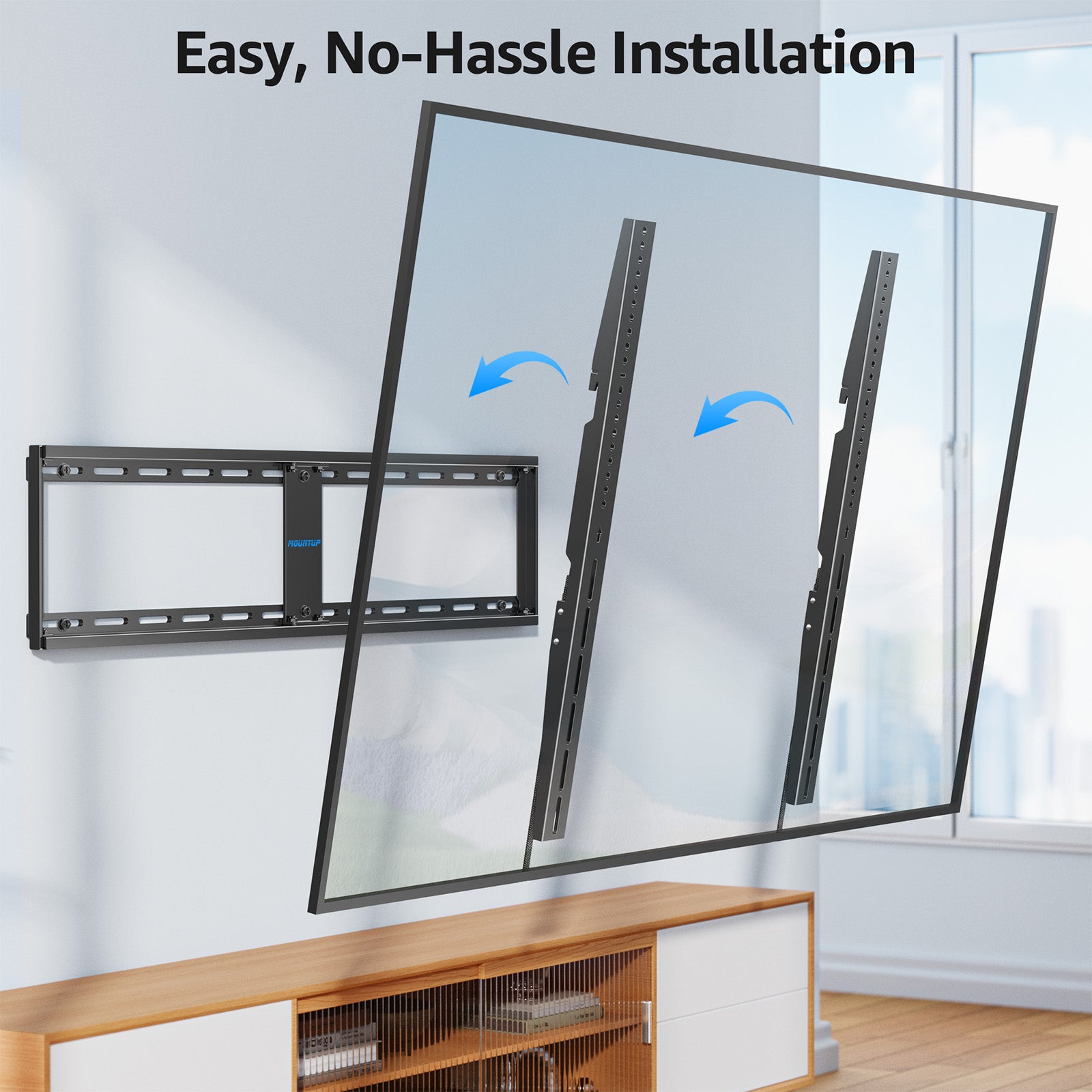 MOUNTUP Fixed TV Wall Mount for Most 42-120" TVs, Heavy Duty Wall Mount TV Bracket with Level Design, Low Profile Space Saving for LED OLED QLED, Max VESA 1000x700mm up to 280 LBS MU0094