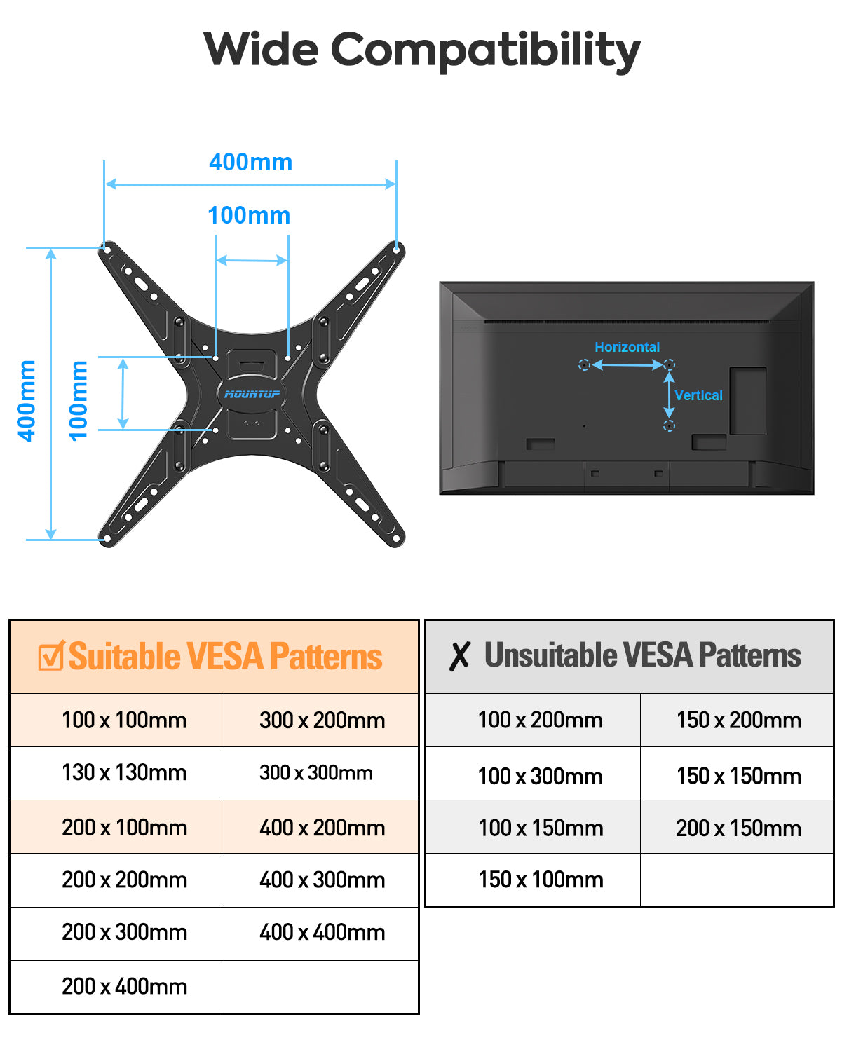 MOUNTUP Outdoor Ceiling TV Mount for 26"-65" TVs, Waterproof & Rustproof Outside Ceiling Mount with Stainless Steel Hardware, Heavy Duty 99lbs Full Motion Bracket for Patio/Gazebo, Max VESA 400x400m
