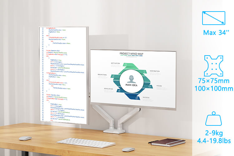 Freelift Dual Monitor Desk Mount for 13'' to 34'' Monitors MUA8014W
