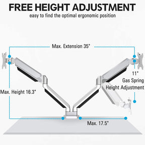 dual monitor arm free height adjustment