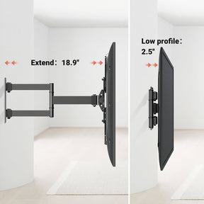 full motion TV mount with 18.9'' extension and 2.5'' low profile
