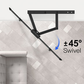 swivel TV mount turns the TV 45° left or right