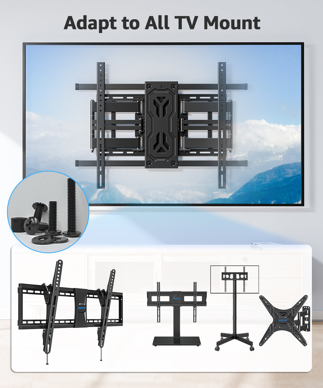 MOUNTUP Universal TV Mounting Hardware Screw Kit with Box - M4 M6 M8 Screws, Spacers & Washers for Most LED LCD OLED 4K TVs, Replacement Screws for TVs/Monitor Mounting, MU9041