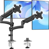 Dual Monitor Stand Holds 4.4-22 lbs Each, Dual Monitor Arm for 2 Monitors, Height Adjustable Computer Desk Mount for Max 32 inch Screens, VESA Mount with C-clamp & Grommet Base, Freelift Black-MU6016B
