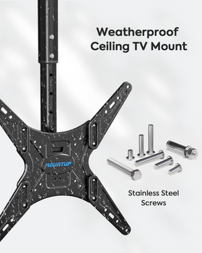 MOUNTUP Outdoor Ceiling TV Mount for 26"-65" TVs, Waterproof & Rustproof Outside Ceiling Mount with Stainless Steel Hardware, Heavy Duty 99lbs Full Motion Bracket for Patio/Gazebo, Max VESA 400x400m