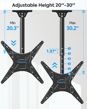 MOUNTUP Outdoor Ceiling TV Mount for 26"-65" TVs, Waterproof & Rustproof Outside Ceiling Mount with Stainless Steel Hardware, Heavy Duty 99lbs Full Motion Bracket for Patio/Gazebo, Max VESA 400x400m